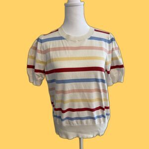 LOFT Outlet Short Sleeve Striped Sweater Size Large
